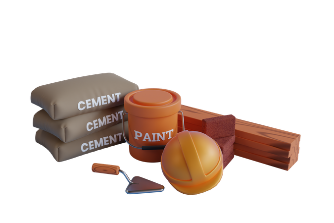 Materials For Construction  3D Illustration