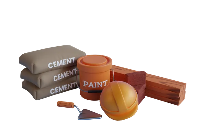 Materials For Construction  3D Illustration