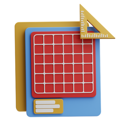 Math Grid With Ruler  3D Icon