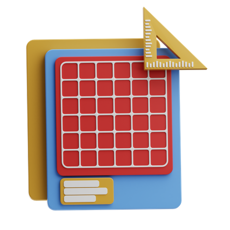 Math Grid With Ruler  3D Icon