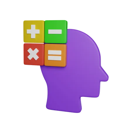 Math Thinking Head 3 D Icon 3D Icon