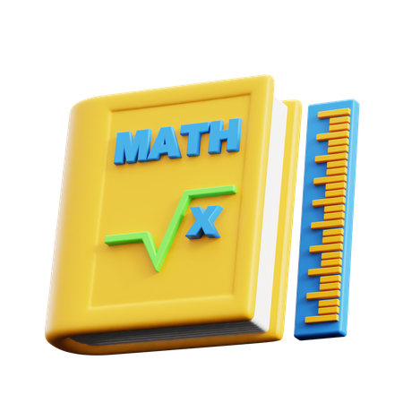 Mathematikbuch und Lineal  3D Icon