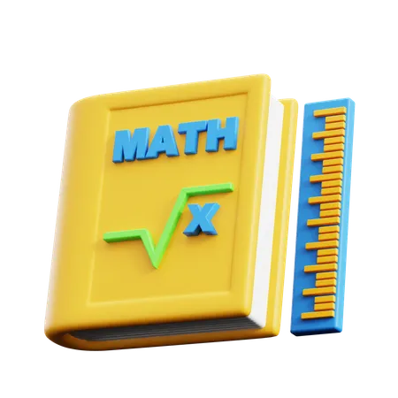 Mathematikbuch und Lineal  3D Icon