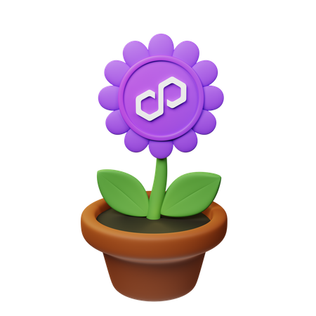 Matic Crypto Plant Pot  3D Icon