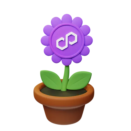 Matic Crypto Plant Pot  3D Icon