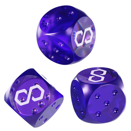 Matic Glass Dice Crypto  3D Icon
