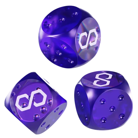 Matic Glass Dice Crypto  3D Icon