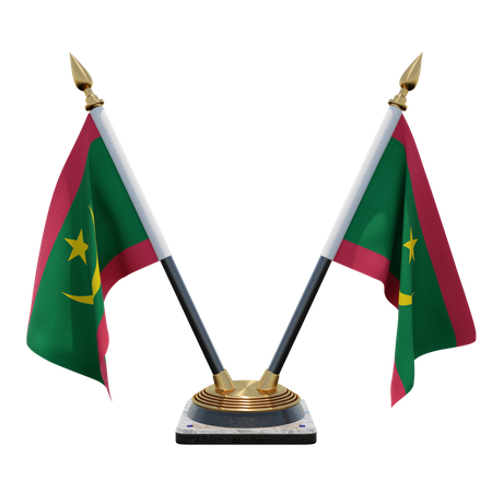 Soporte de bandera de escritorio doble mauritania  3D Flag