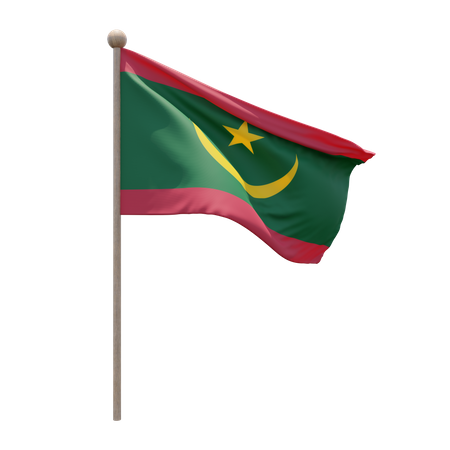 Mauritania Flag Pole 3D Illustration