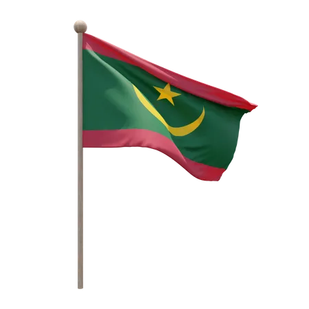 Mauritania Flag Pole 3D Illustration