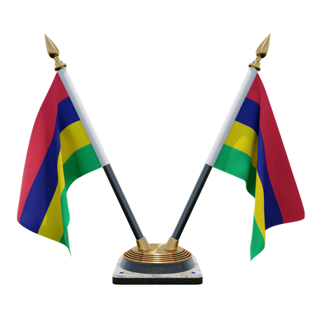 Mauritius Doppel-Tischflaggenständer  3D Flag