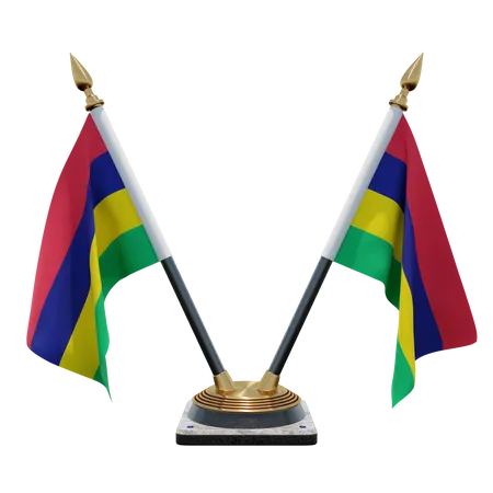 Mauritius Doppel-Tischflaggenständer  3D Flag