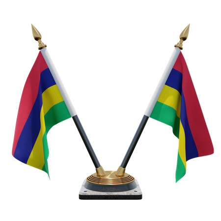 Mauritius Double Desk Flag Stand  3D Illustration