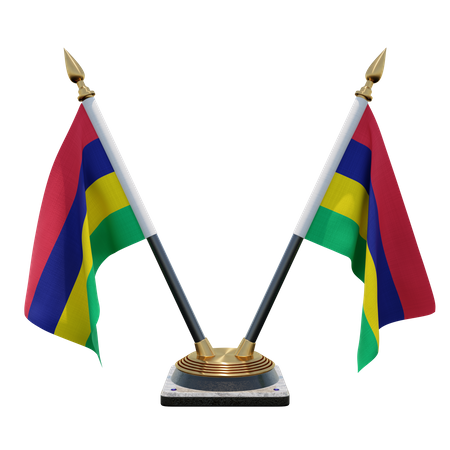 Mauritius Double (V) Desk Flag Stand  3D Icon