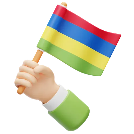 Mauritius Flag Hand Flag  3D Icon