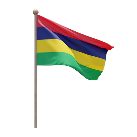 Mauritius Flag Pole  3D Illustration