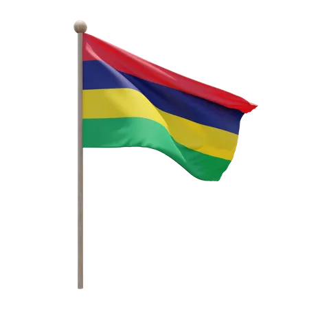 Mauritius Flag Pole  3D Illustration