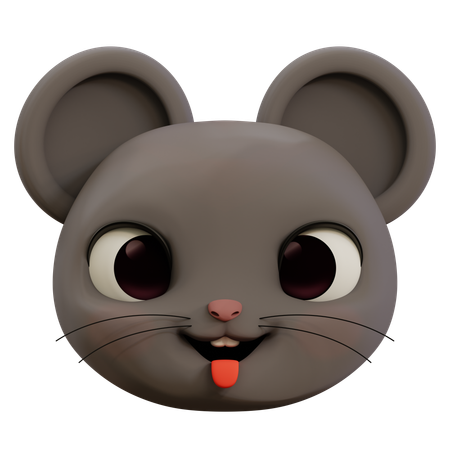 Maus streckt ihre Zunge heraus Emoji  3D Icon