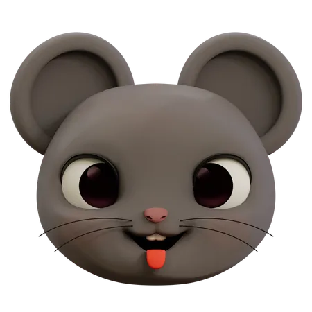 Maus streckt ihre Zunge heraus Emoji  3D Icon