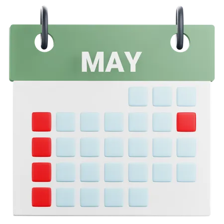 3 D May Calendar Illustration 3D Icon