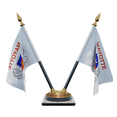 Mayotte Doppelter (V) Tischflaggenständer  3D Icon
