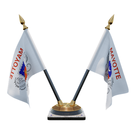 Mayotte Double Desk Flag Stand  3D Flag
