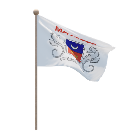 Mayotte Flag Pole  3D Illustration