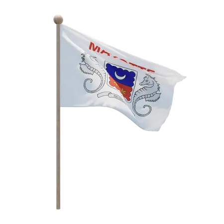 Mayotte Flag Pole  3D Illustration