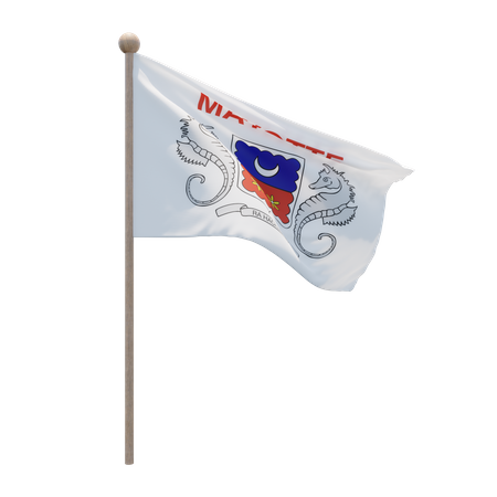 Mayotte Flagpole  3D Flag