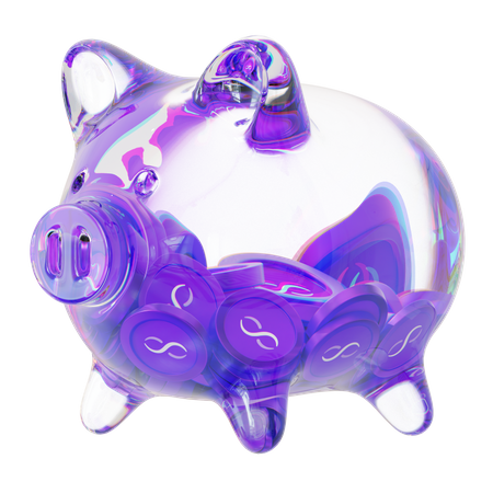 Mealheiro de vidro transparente Agix com pilhas decrescentes de moedas criptográficas  3D Icon