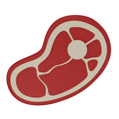 Red Meat Steak With White Veins 3D Icon