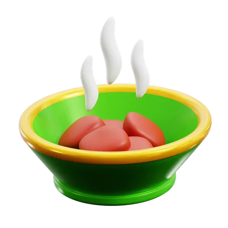 Asian Chicken Meat Soup Inside Bowl For Culture Celebration 3 D Icon Illustration Render Design 3D Icon