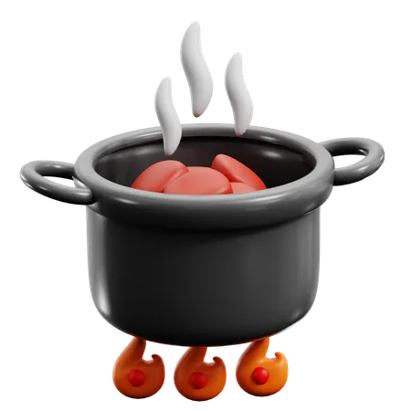 Hot Pot Soup On Stove Cooking Meal 3 D Icon Illustration Render Design 3D Icon