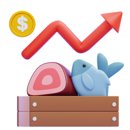육류 가격 상승  3D Icon