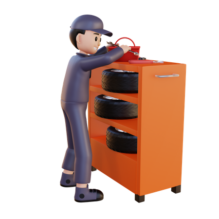 Mecánico con soporte para bastidor  3D Icon