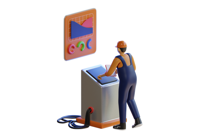 Mechanic analyzing car data  3D Icon