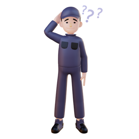 Mechanic Confused While Standing  3D Icon