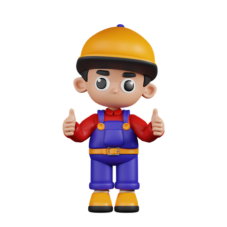 Mechanic Giving A Thumb Up  3D Illustration