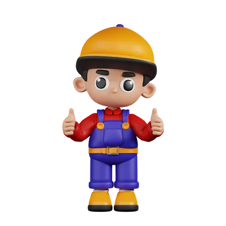 Mechanic Giving A Thumb Up  3D Illustration