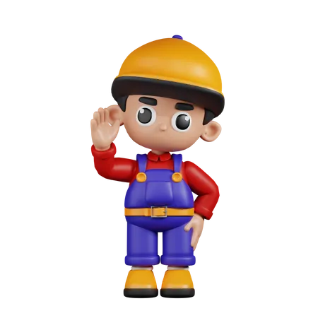 Mechanic Greeting With Gesture  3D Illustration