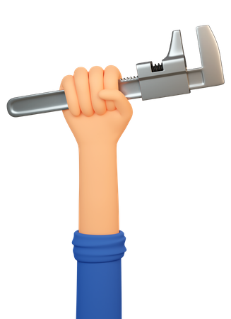 Mechanic Hand Holds Adjustable Spanner  3D Icon