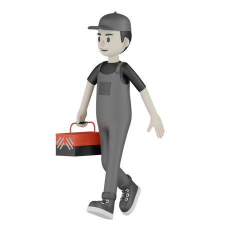 Mechanic Holding Repair Kit  3D Illustration