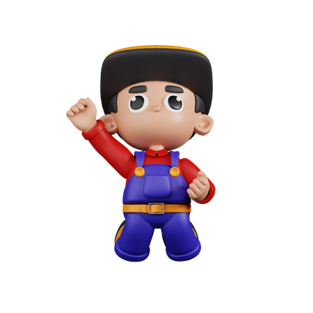 Mechanic Jumping In The Air  3D Icon