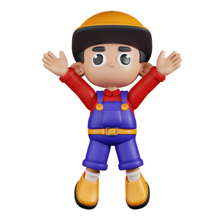 Mechanic Jumping Pose  3D Illustration