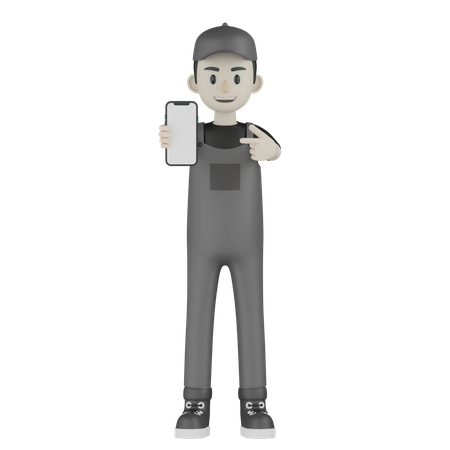 Mechanic Pointing Mobile  3D Icon