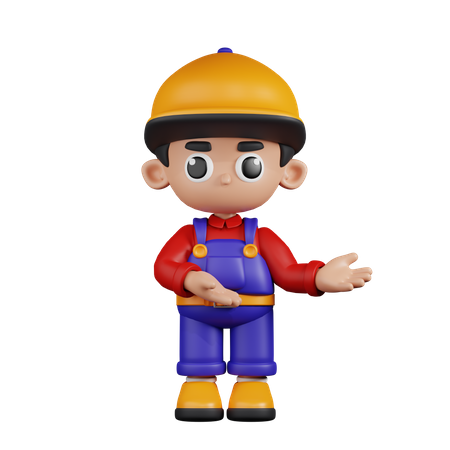 Mechanic Pointing To Something  3D Illustration