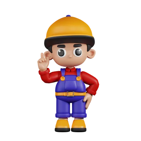 Mechanic Pointing Up  3D Illustration