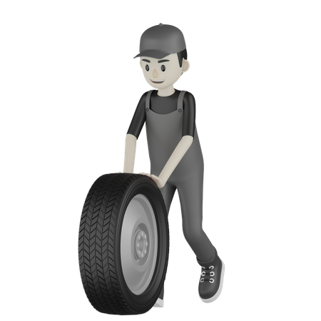 Mechanic Rolling Wheel  3D Illustration