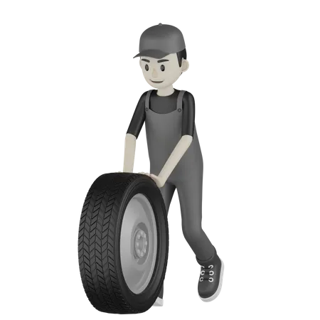 Mechanic Rolling Wheel  3D Illustration