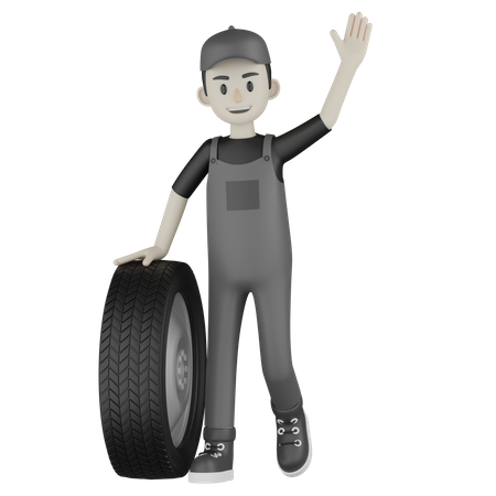 Mechanic Rolling Wheel  3D Illustration